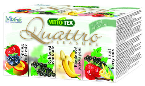 Quattro Original selection, fruit portioned tea in a hygienic cover 40g (blackcurrant, banana, 2 x fruit mix)
