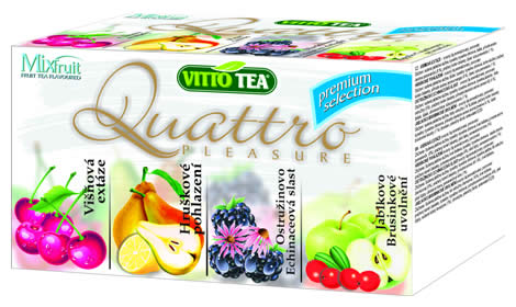 Quattro Premium selection, fruit portioned tea in a hygienic cover 40g (cherry, pear, blackberry+echinacea, apple+cranberry)